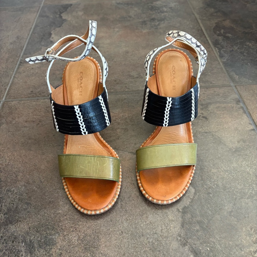 Coach Women's Sandals - Black and Olive